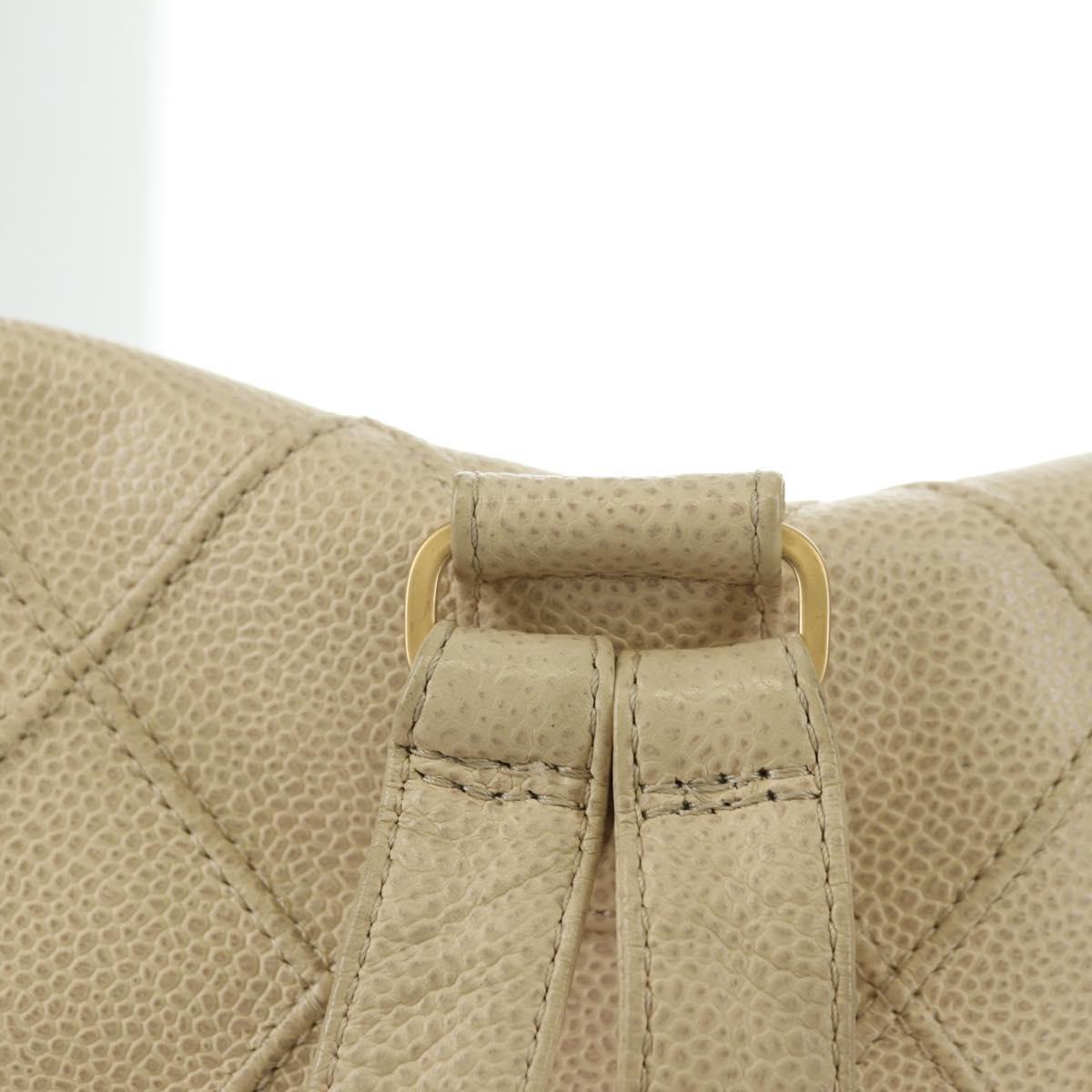 CHANEL Bicolore Backpack Caviar Skin Beige Gold CC Auth 182907V