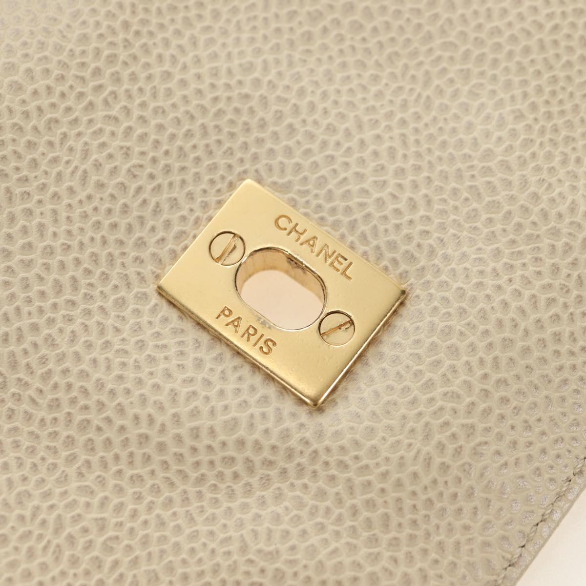 CHANEL Bicolore Backpack Caviar Skin Beige Gold CC Auth 182907V