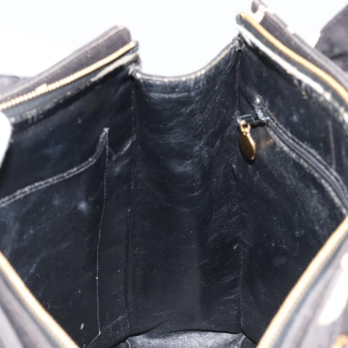 CHANEL Matelasse Hand Bag Canvas Black Gold CC Auth 182910