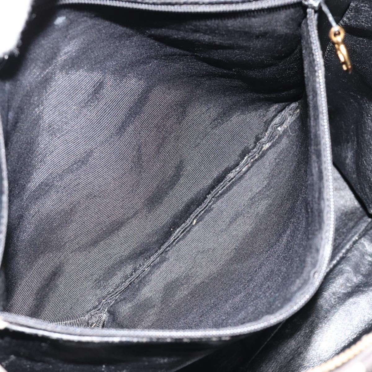 CHANEL Matelasse Hand Bag Canvas Black Gold CC Auth 182910