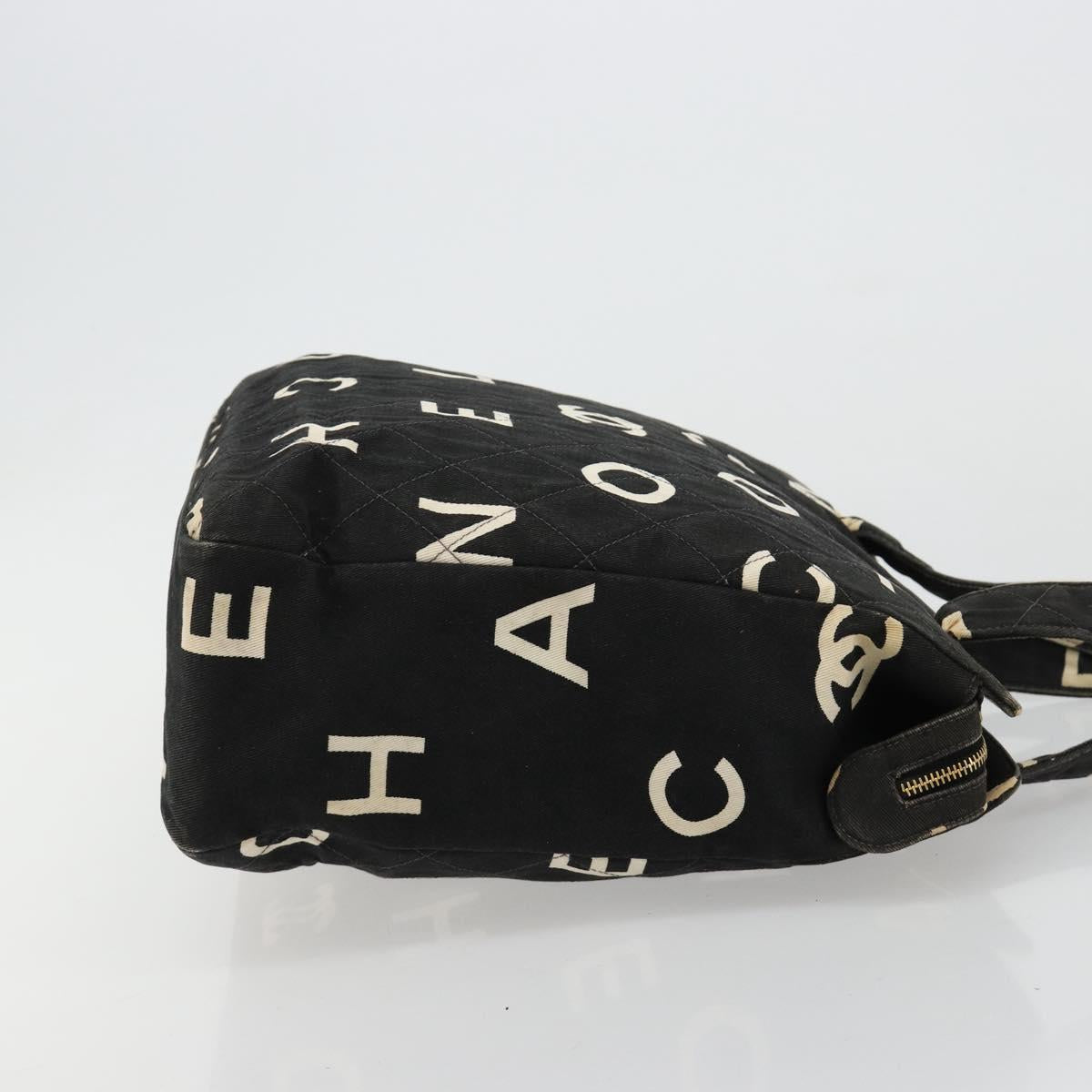CHANEL Matelasse Hand Bag Canvas Black Gold CC Auth 182910