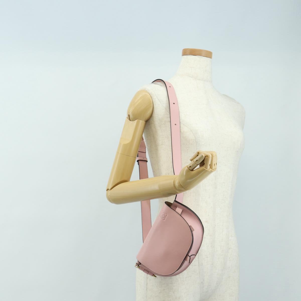 LOEWE Gate Dual Waist bag Leather Pink Gold Auth 182911M