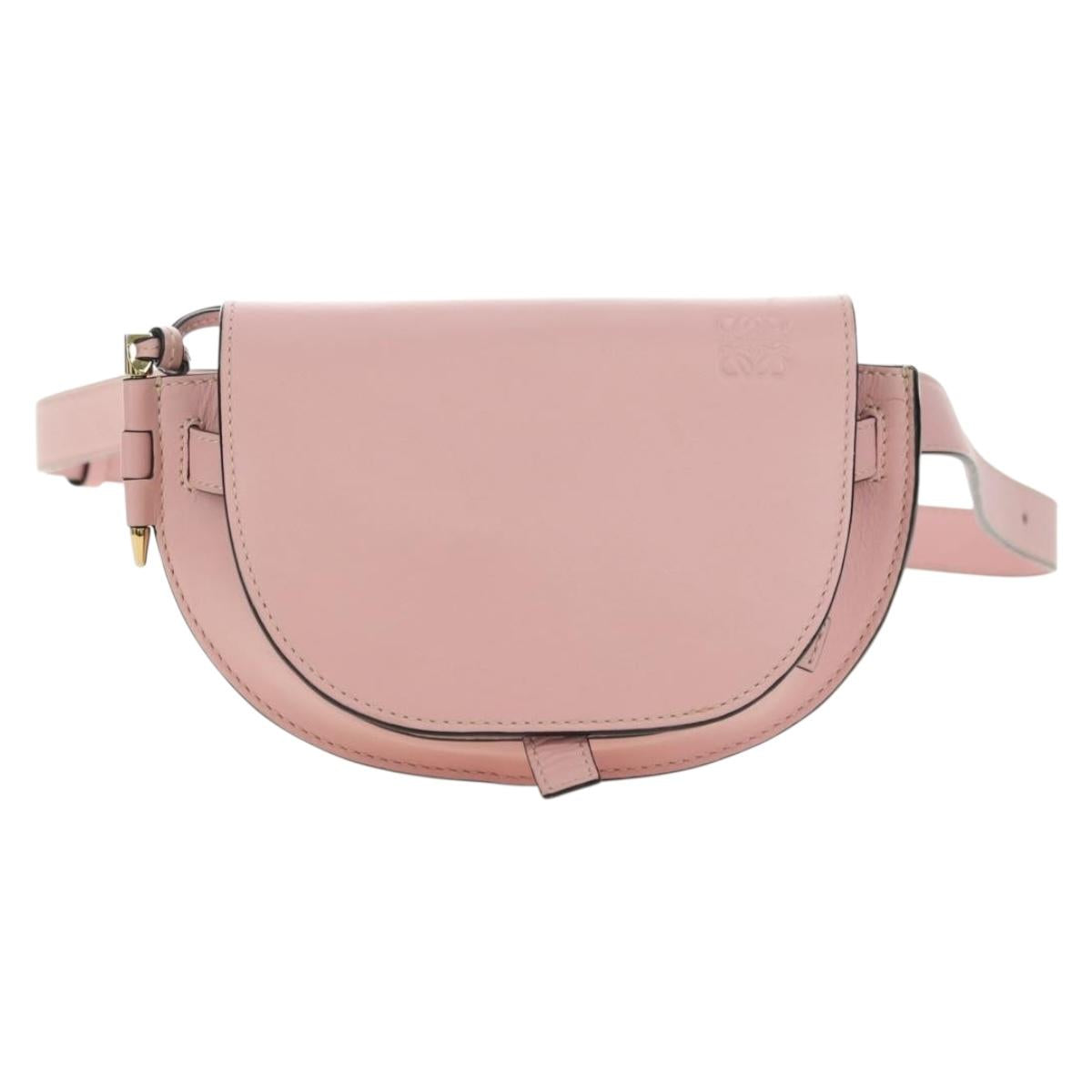 LOEWE Gate Dual Waist bag Leather Pink Gold Auth 182911M
