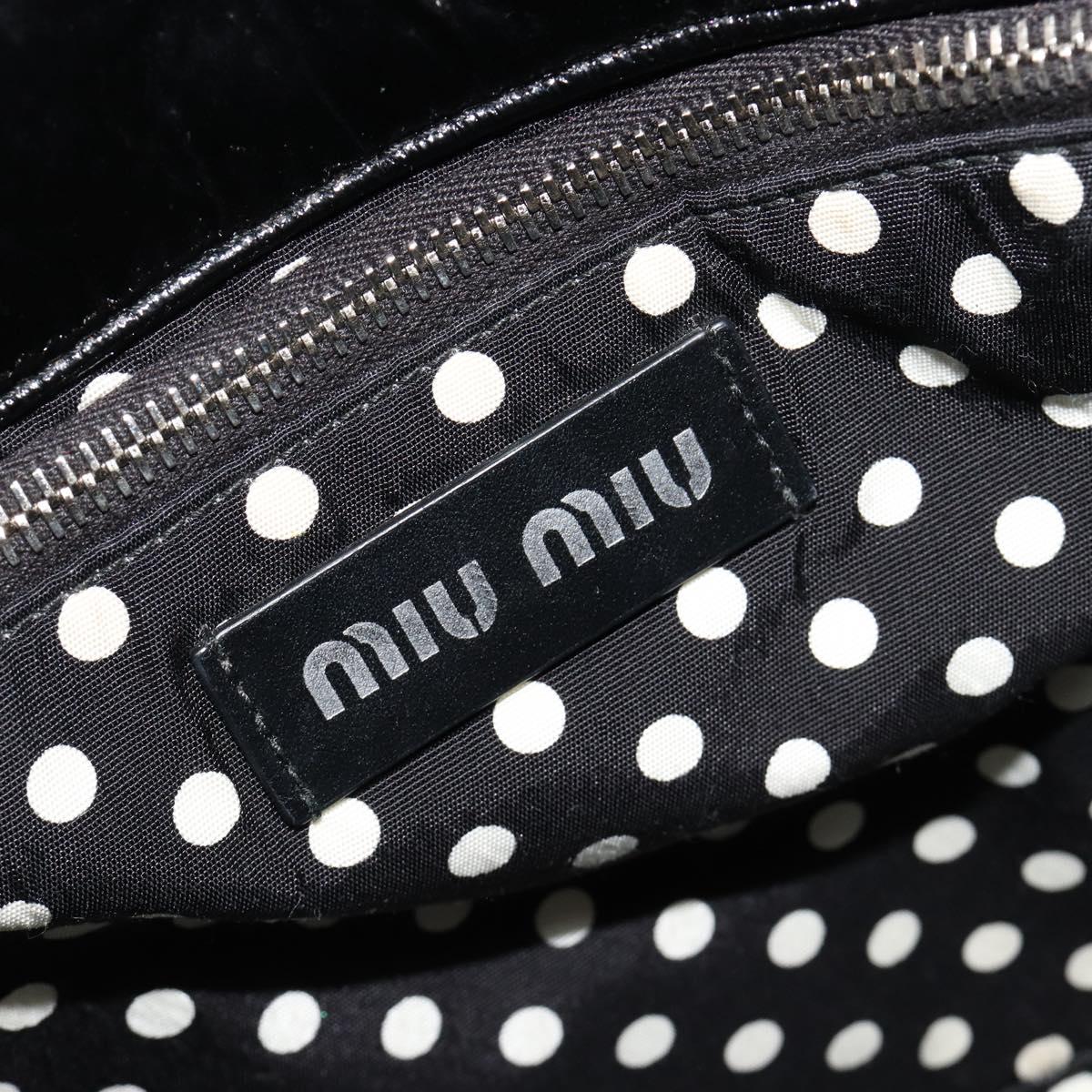Miu Miu Hand Bag Patent leather 2way Black Silver Auth 182913M