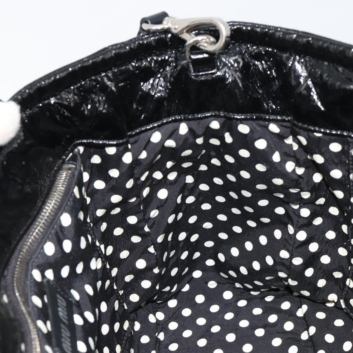 Miu Miu Hand Bag Patent leather 2way Black Silver Auth 182913M