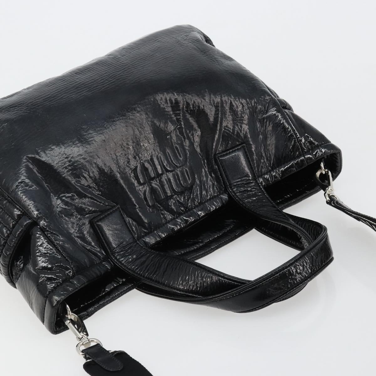 Miu Miu Hand Bag Patent leather 2way Black Silver Auth 182913M