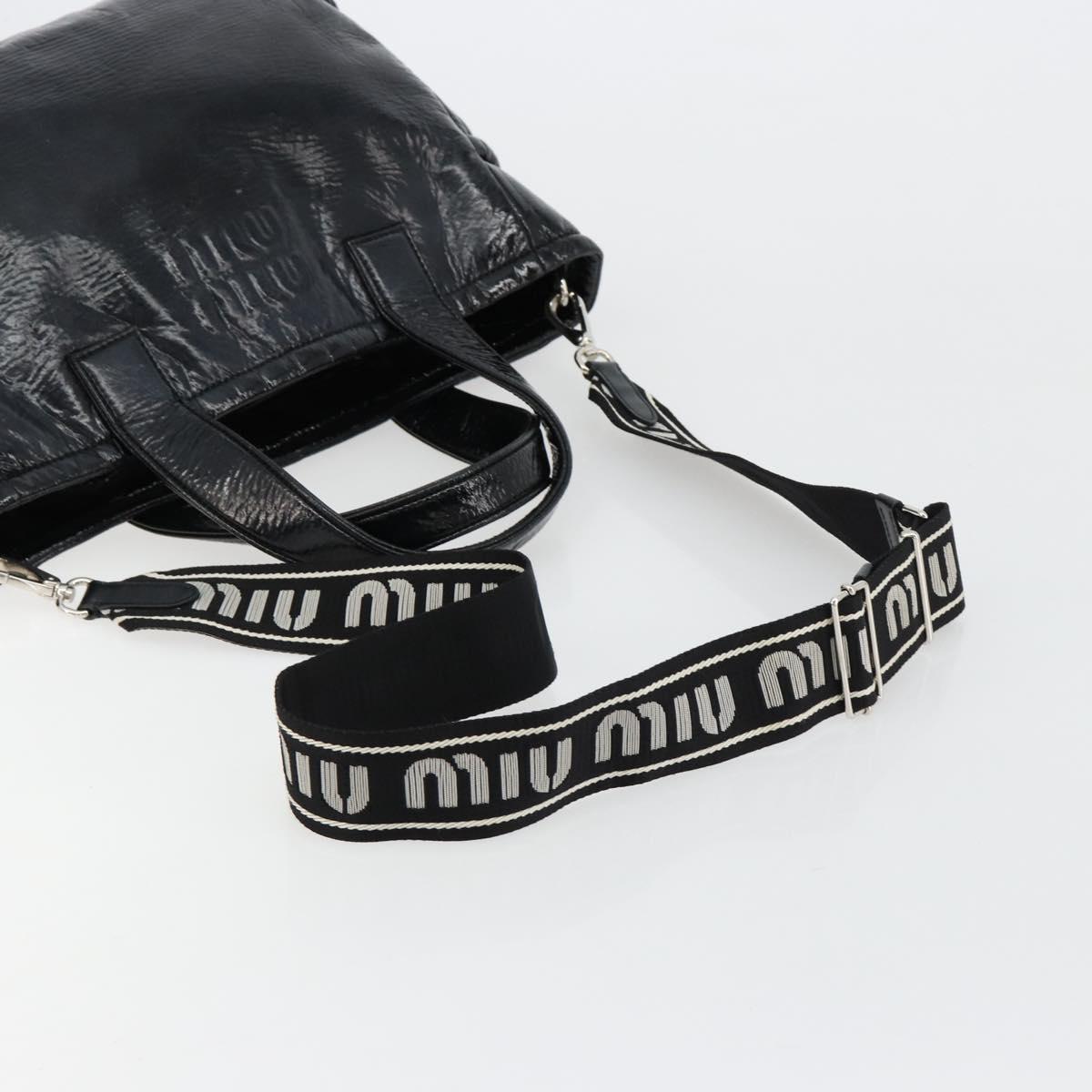 Miu Miu Hand Bag Patent leather 2way Black Silver Auth 182913M