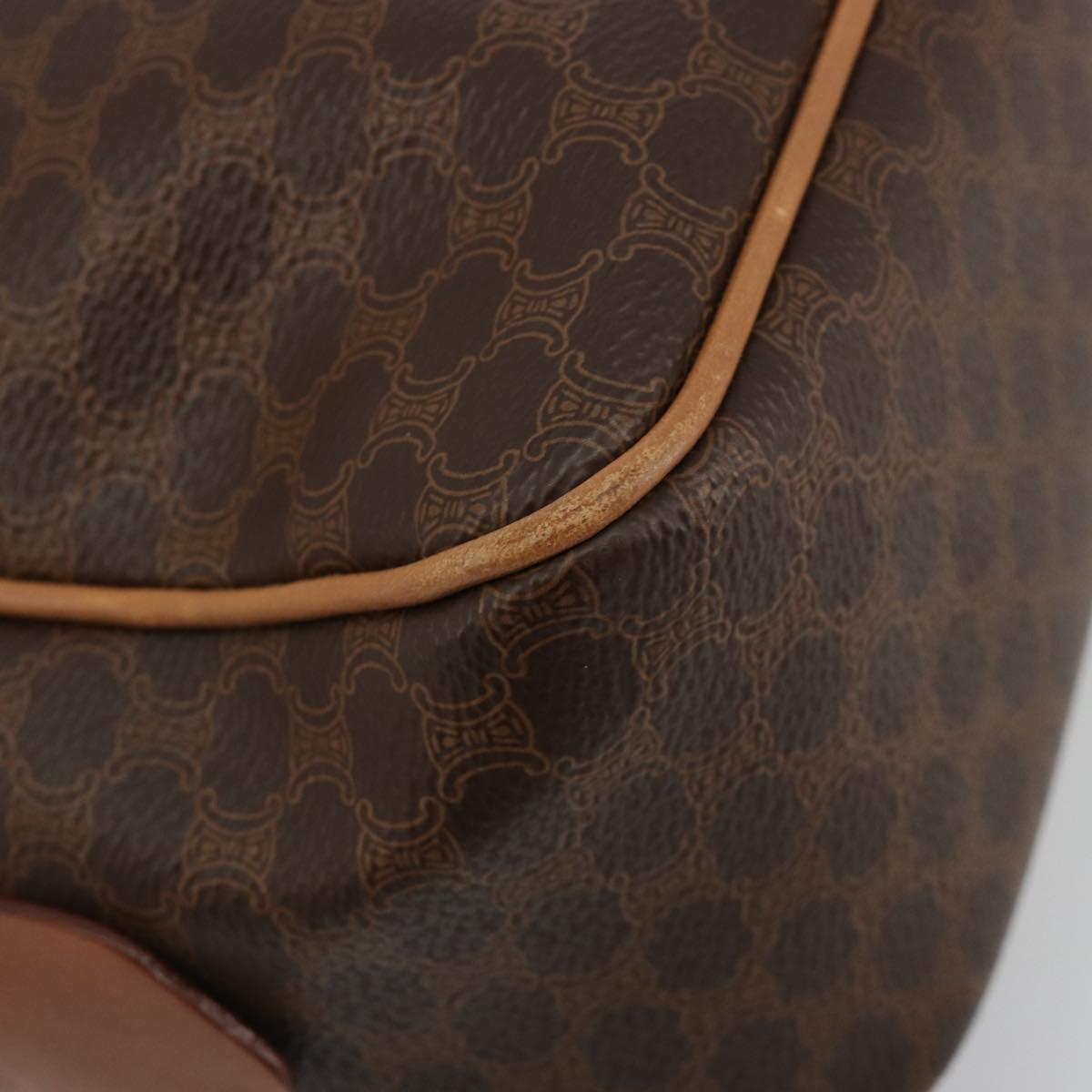 CELINE Macadam Canvas Hand Bag PVC Leather Brown Gold Auth 182920A