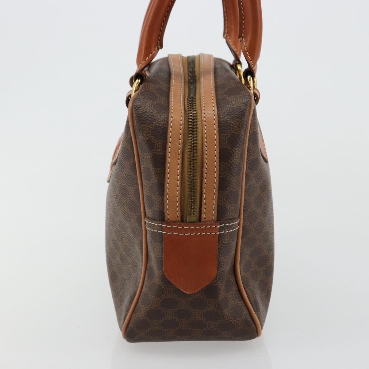 CELINE Macadam Canvas Hand Bag PVC Leather Brown Gold Auth 182920A