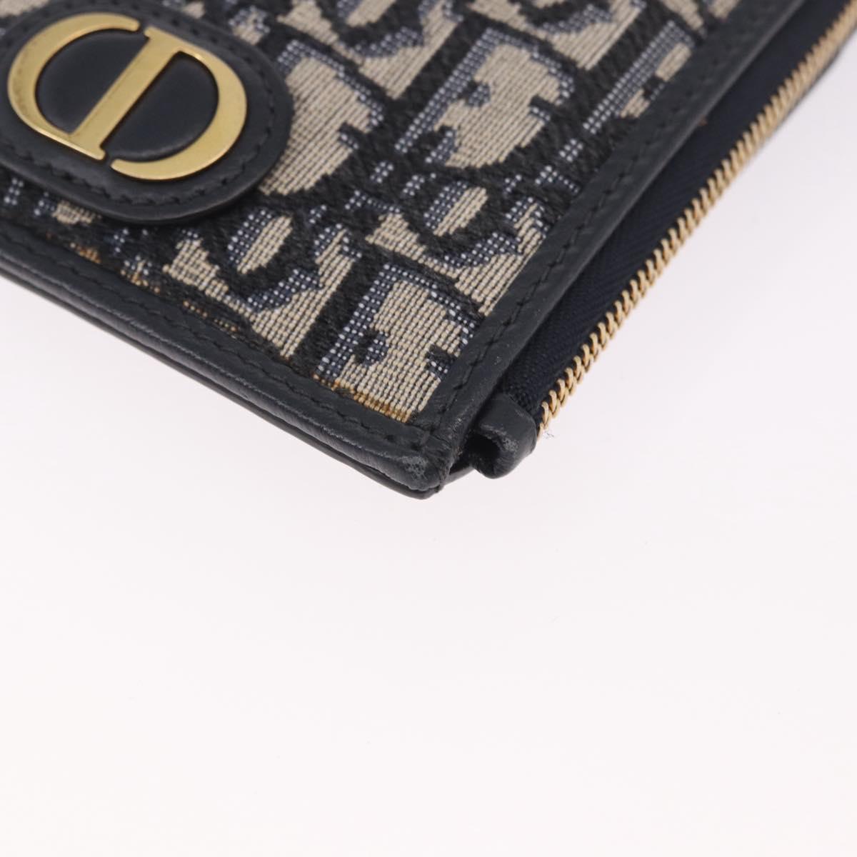 Christian Dior Trotter Canvas Montaigne Shoulder Bag Navy Gold Auth 182923A