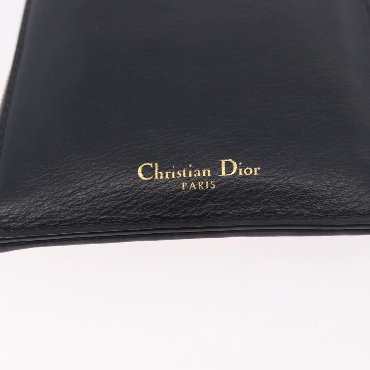 Christian Dior Trotter Canvas Montaigne Shoulder Bag Navy Gold Auth 182923A