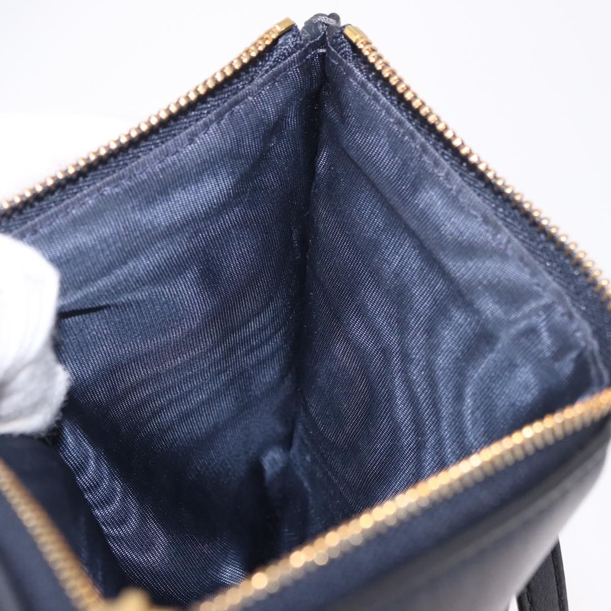 Christian Dior Trotter Canvas Montaigne Shoulder Bag Navy Gold Auth 182923A