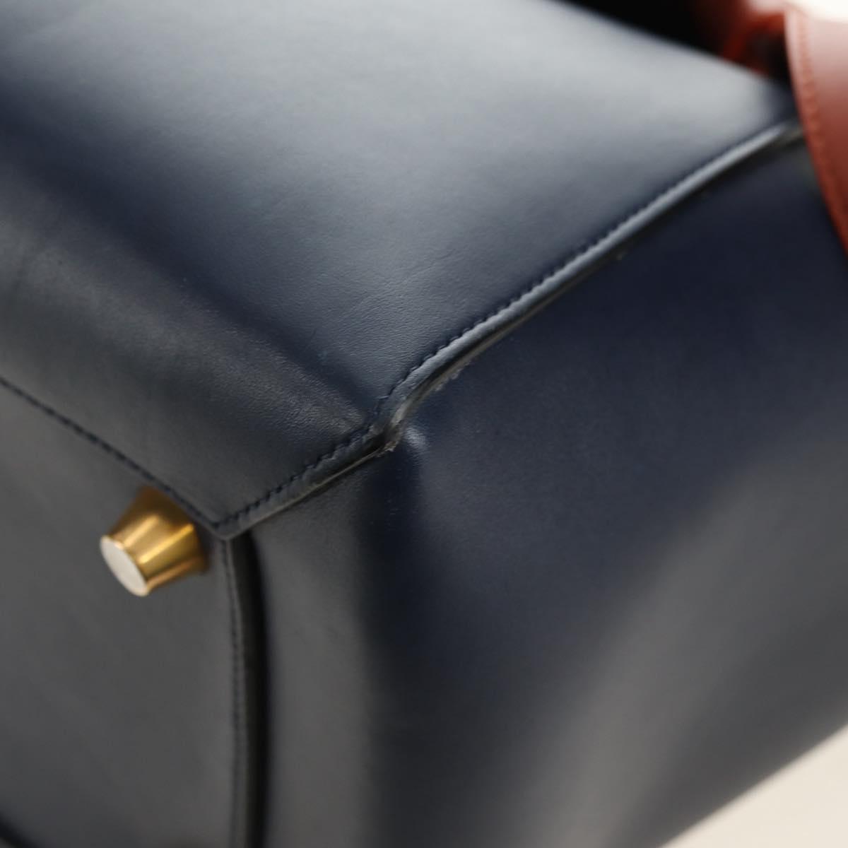 CELINE Belt bag Hand Bag Leather Navy Gold Auth 182925M