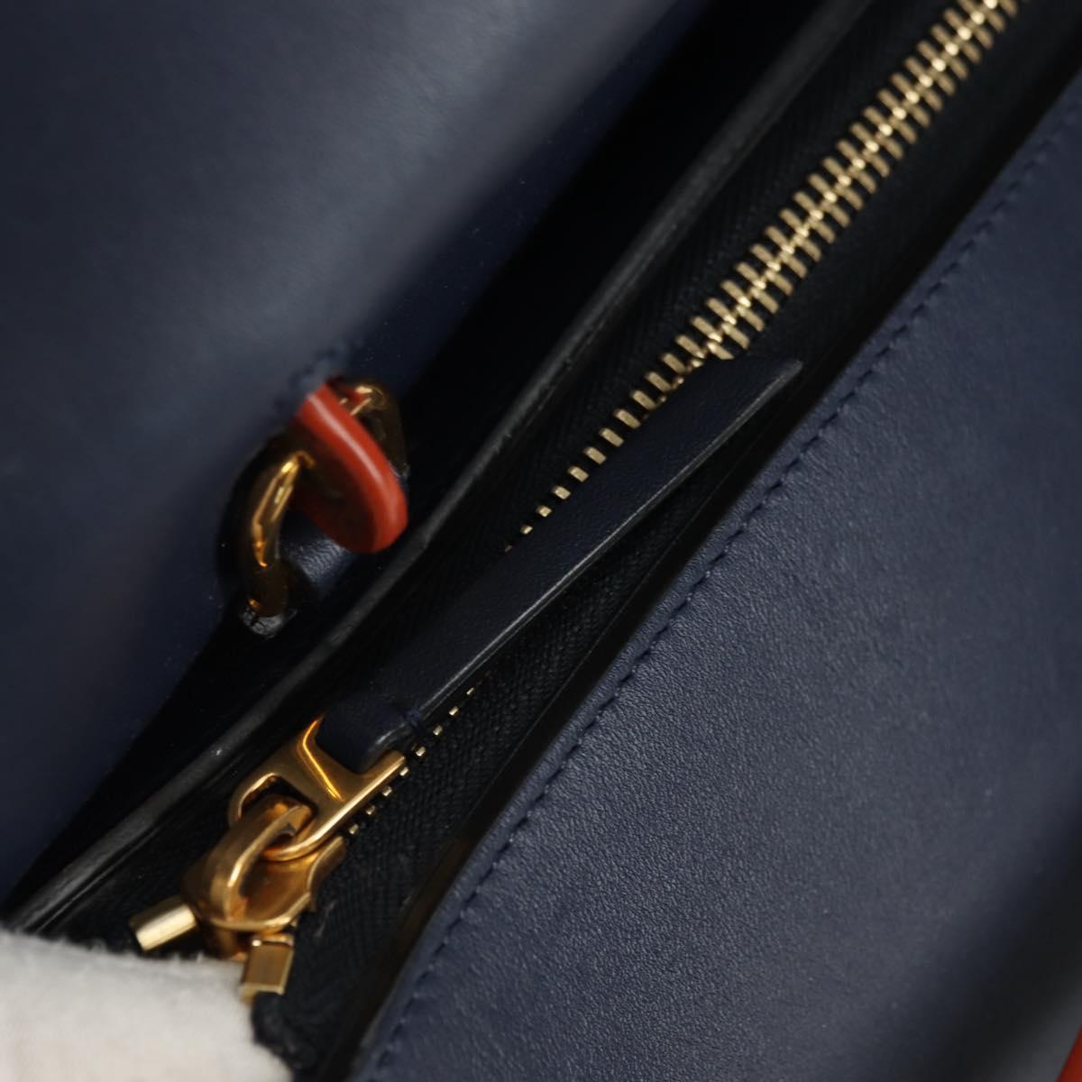 CELINE Belt bag Hand Bag Leather Navy Gold Auth 182925M