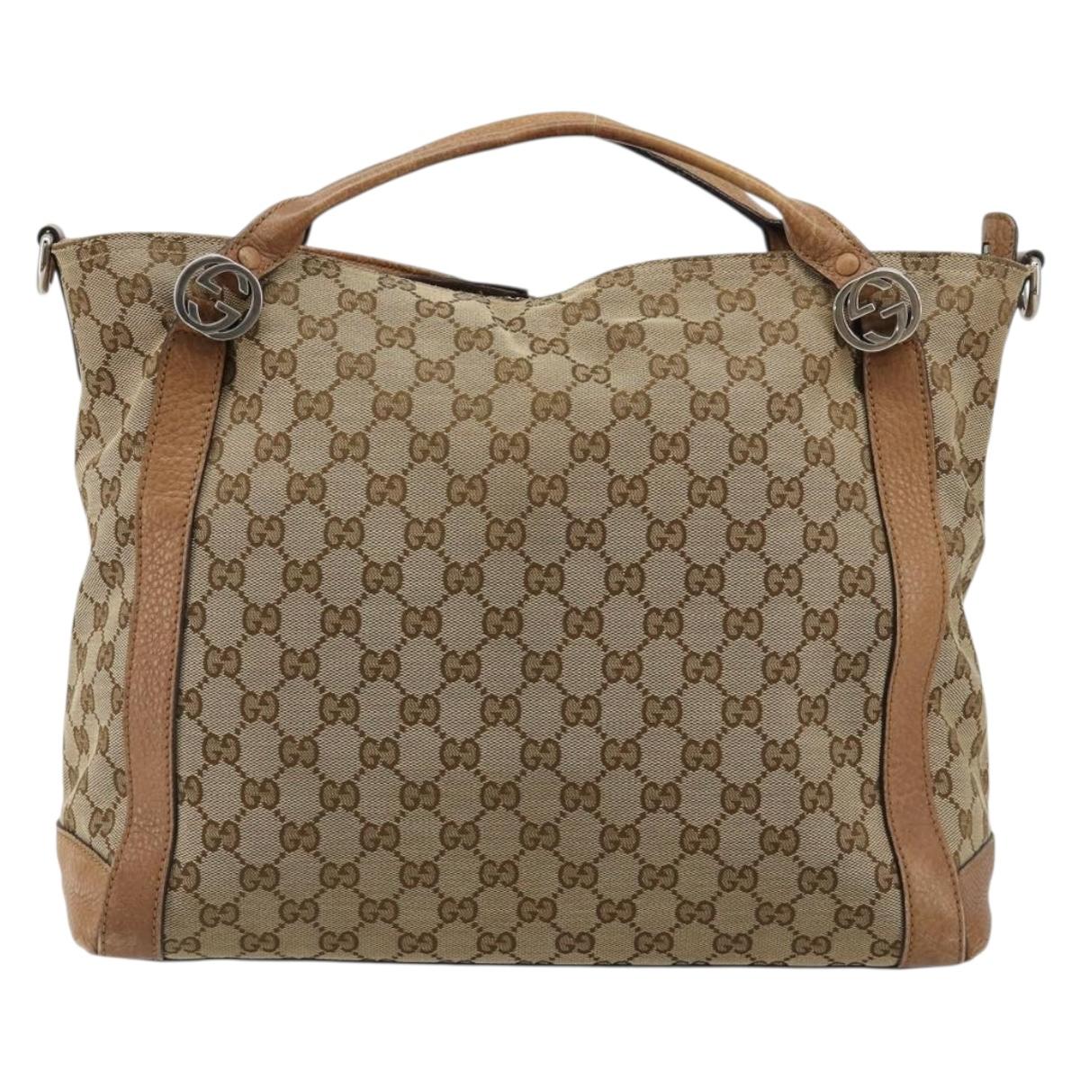 GUCCI GG Canvas Miss GG Hand Bag Outlet Beige Silver 323675 Auth 182927