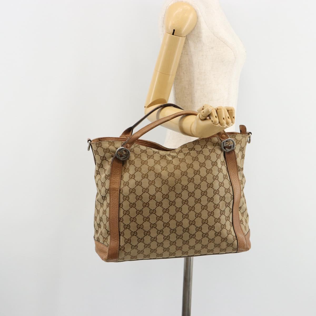 GUCCI GG Canvas Miss GG Hand Bag Outlet Beige Silver 323675 Auth 182927