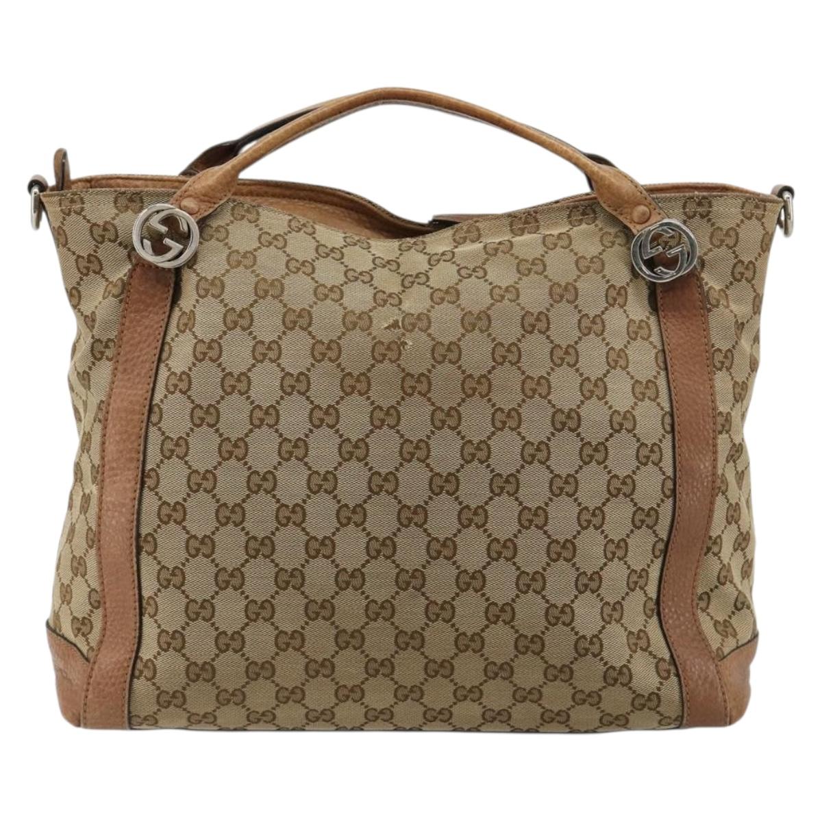 GUCCI GG Canvas Miss GG Hand Bag Outlet Beige Silver 323675 Auth 182927
