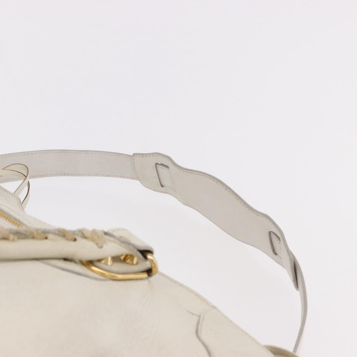 BALENCIAGA The City Metallic Edge Bag Leather 2way White 390154 Auth 182929A