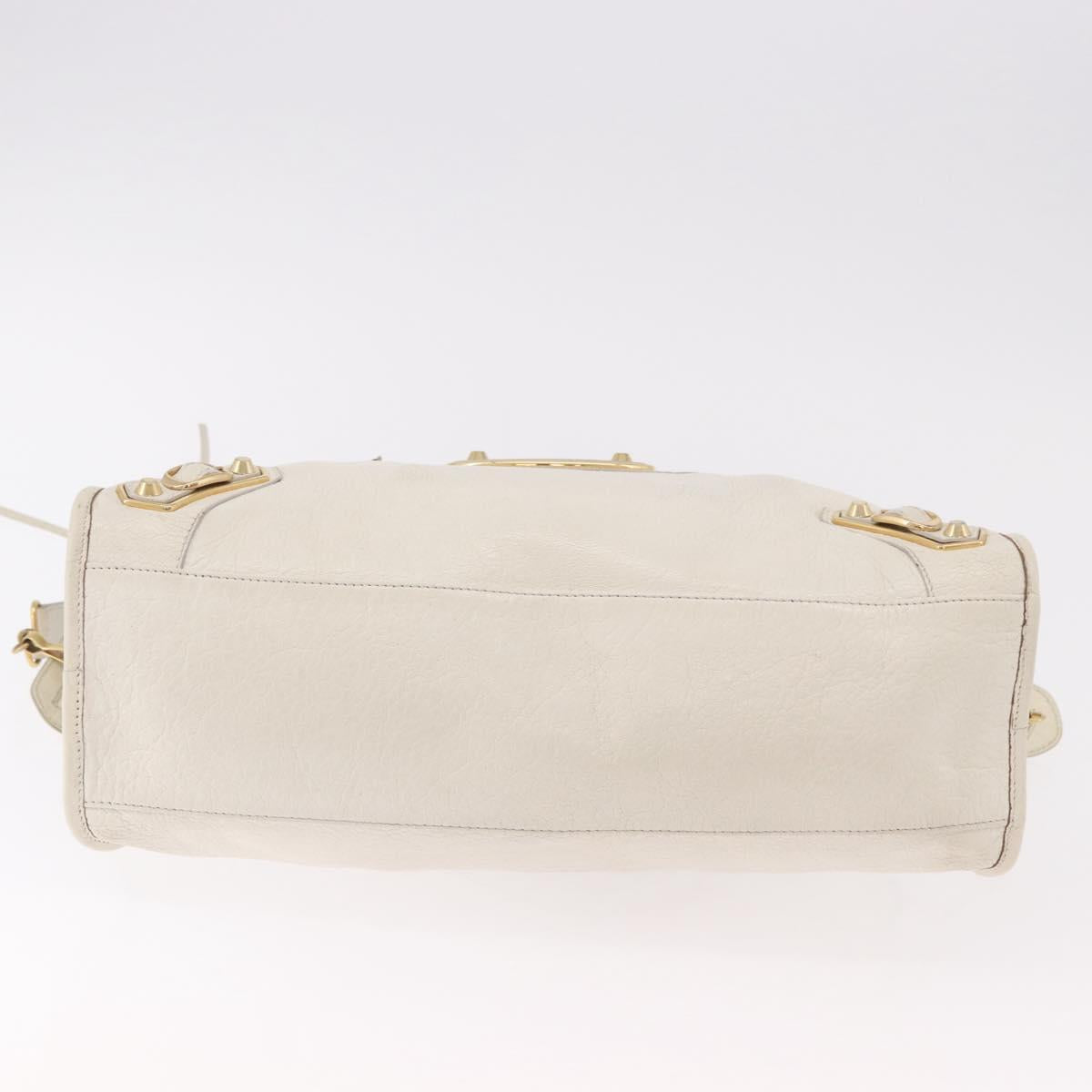 BALENCIAGA The City Metallic Edge Bag Leather 2way White 390154 Auth 182929A