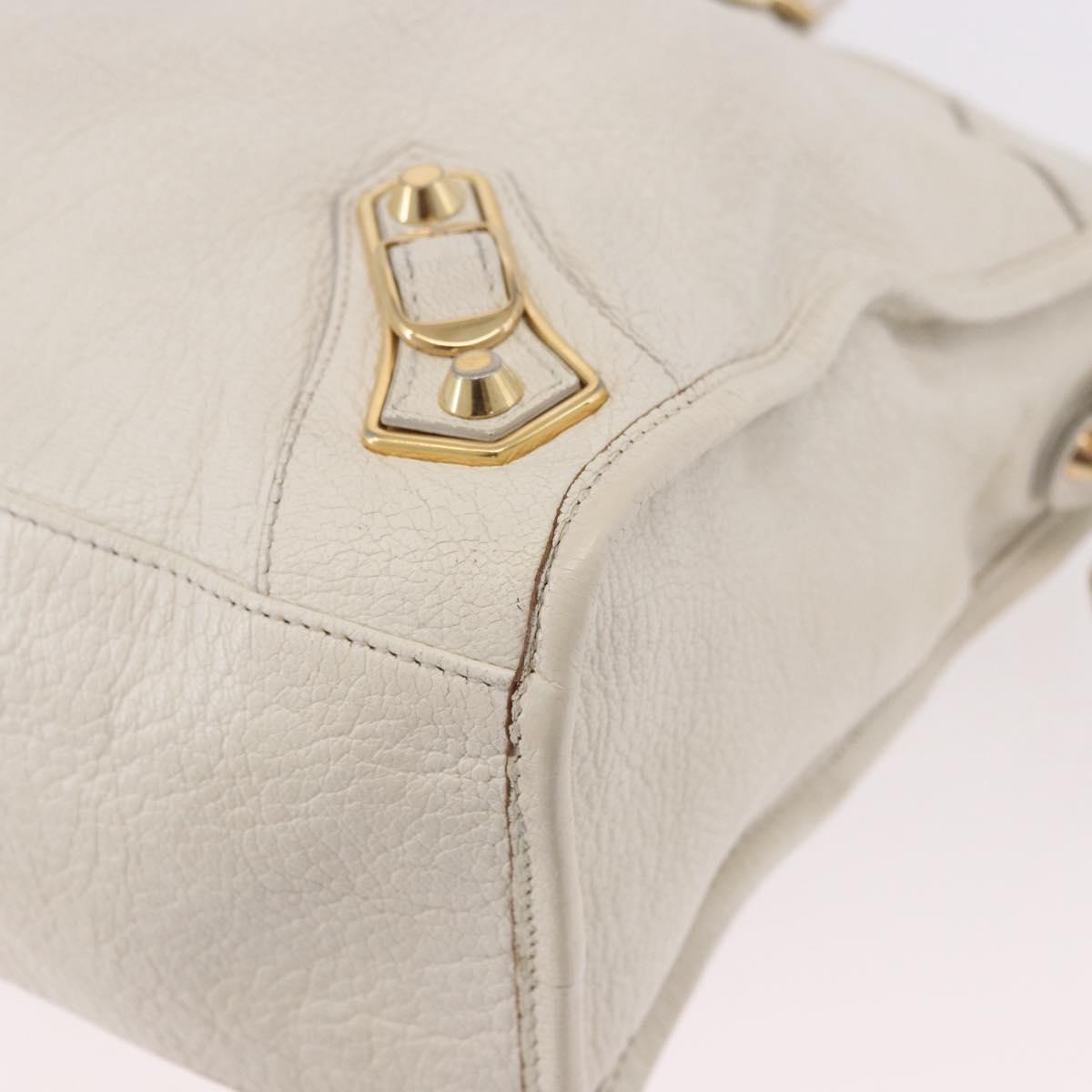 BALENCIAGA The City Metallic Edge Bag Leather 2way White 390154 Auth 182929A