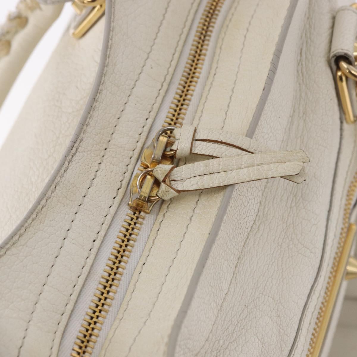 BALENCIAGA The City Metallic Edge Bag Leather 2way White 390154 Auth 182929A