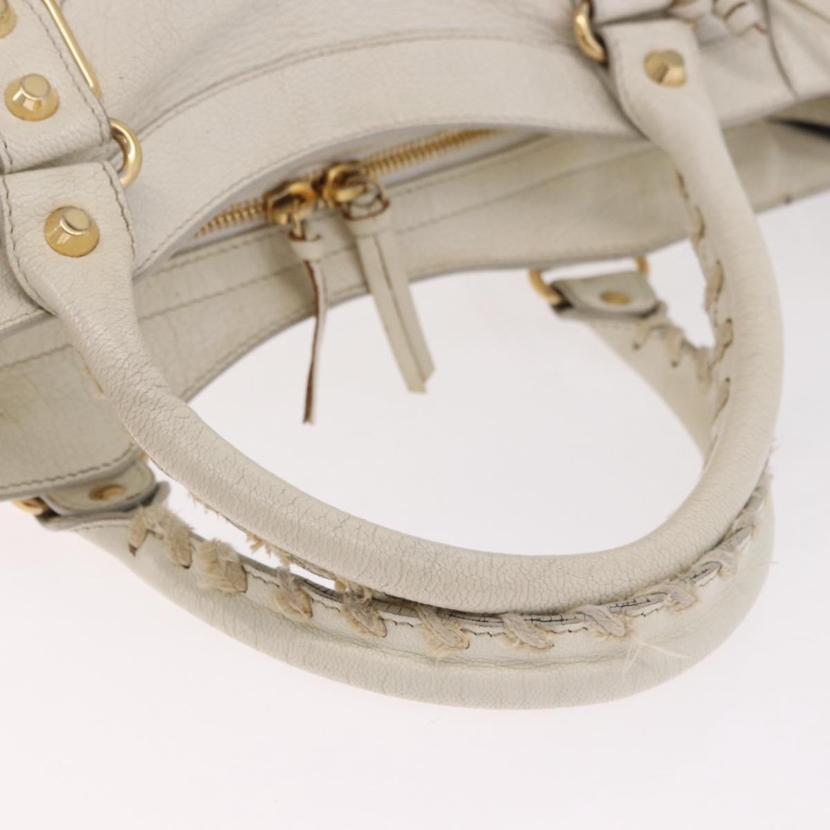 BALENCIAGA The City Metallic Edge Bag Leather 2way White 390154 Auth 182929A