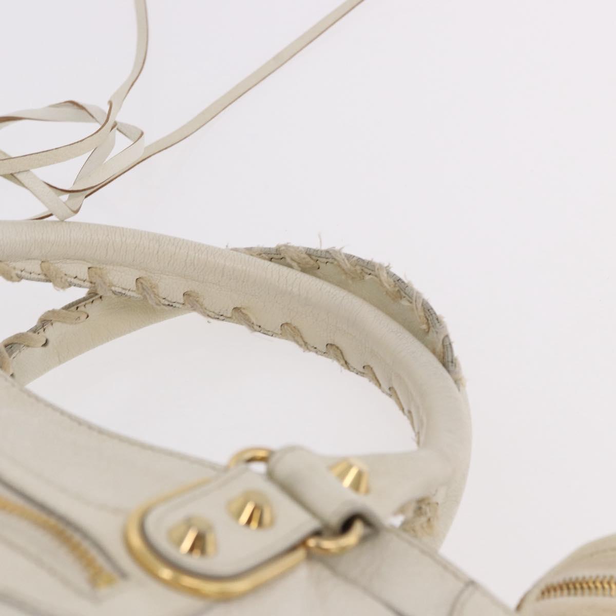 BALENCIAGA The City Metallic Edge Bag Leather 2way White 390154 Auth 182929A
