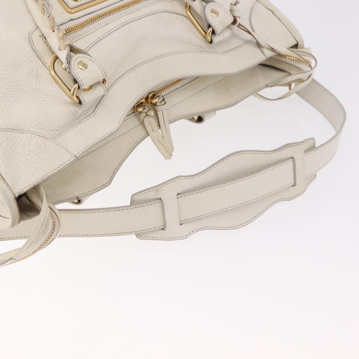 BALENCIAGA The City Metallic Edge Bag Leather 2way White 390154 Auth 182929A