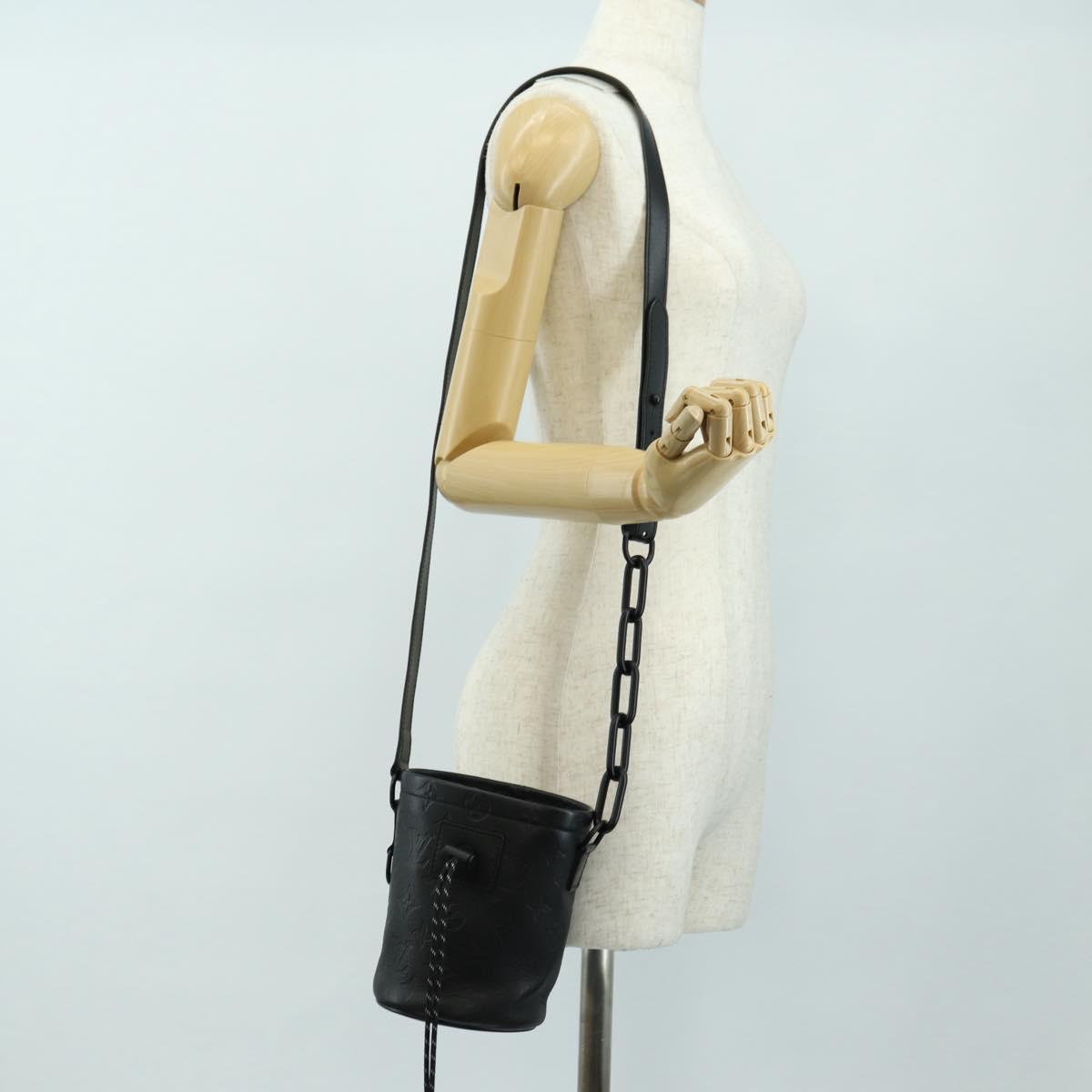 LOUIS VUITTON Monogram Shadow Chalk Nanobag Bag Black M44628 LV Auth 182934SM
