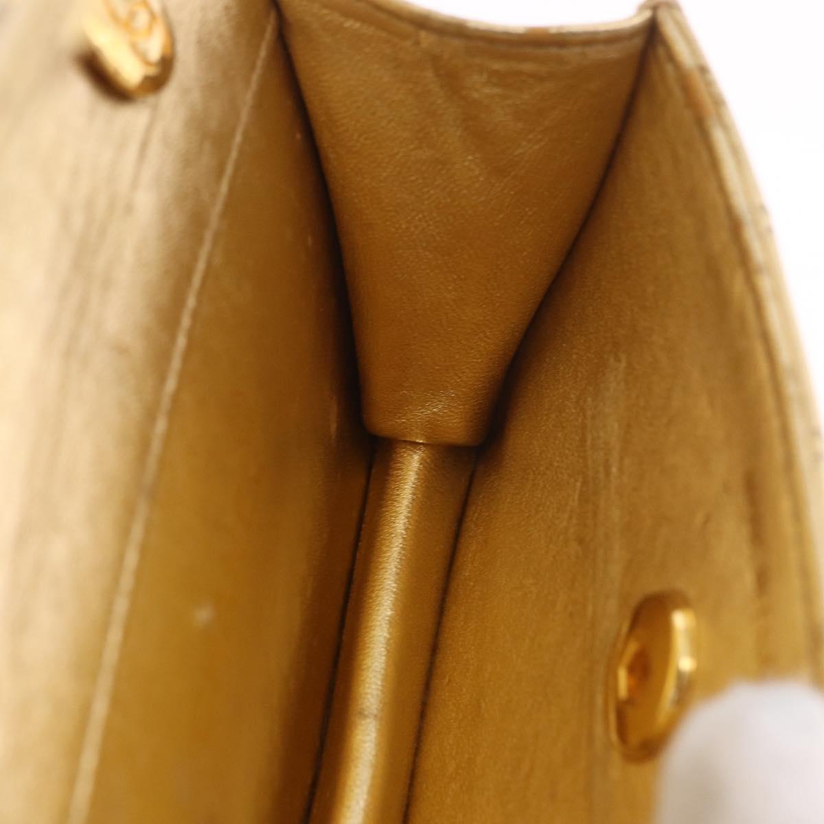 CHANEL Matelasse Chain Shoulder Bag Lamb Skin Gold CC Auth 182936M