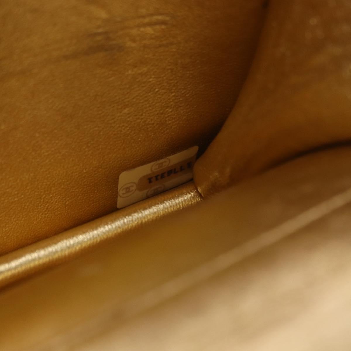 CHANEL Matelasse Chain Shoulder Bag Lamb Skin Gold CC Auth 182936M