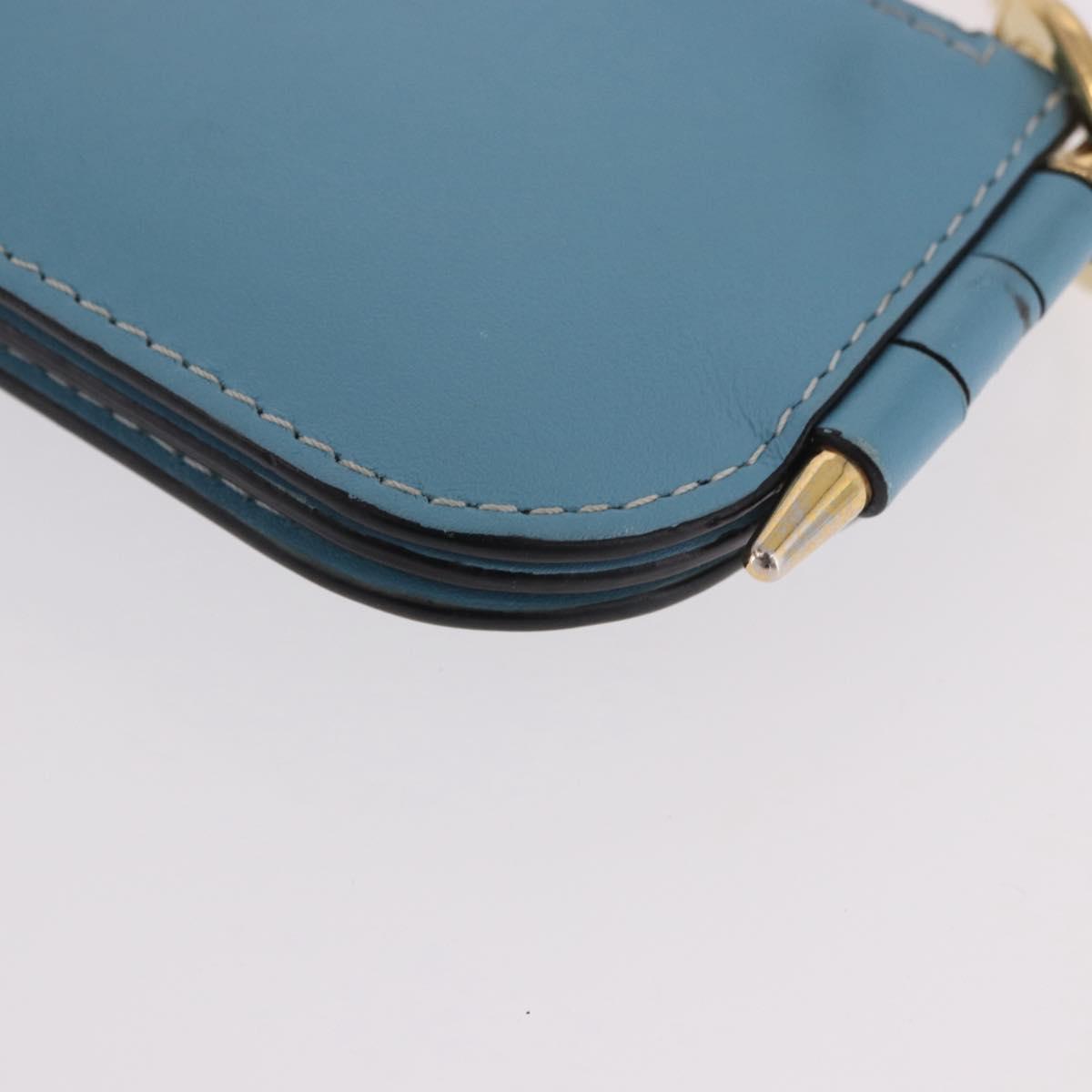 LOEWE Anagram Gate Mini Wallet Leather Blue Gold Auth 182937M