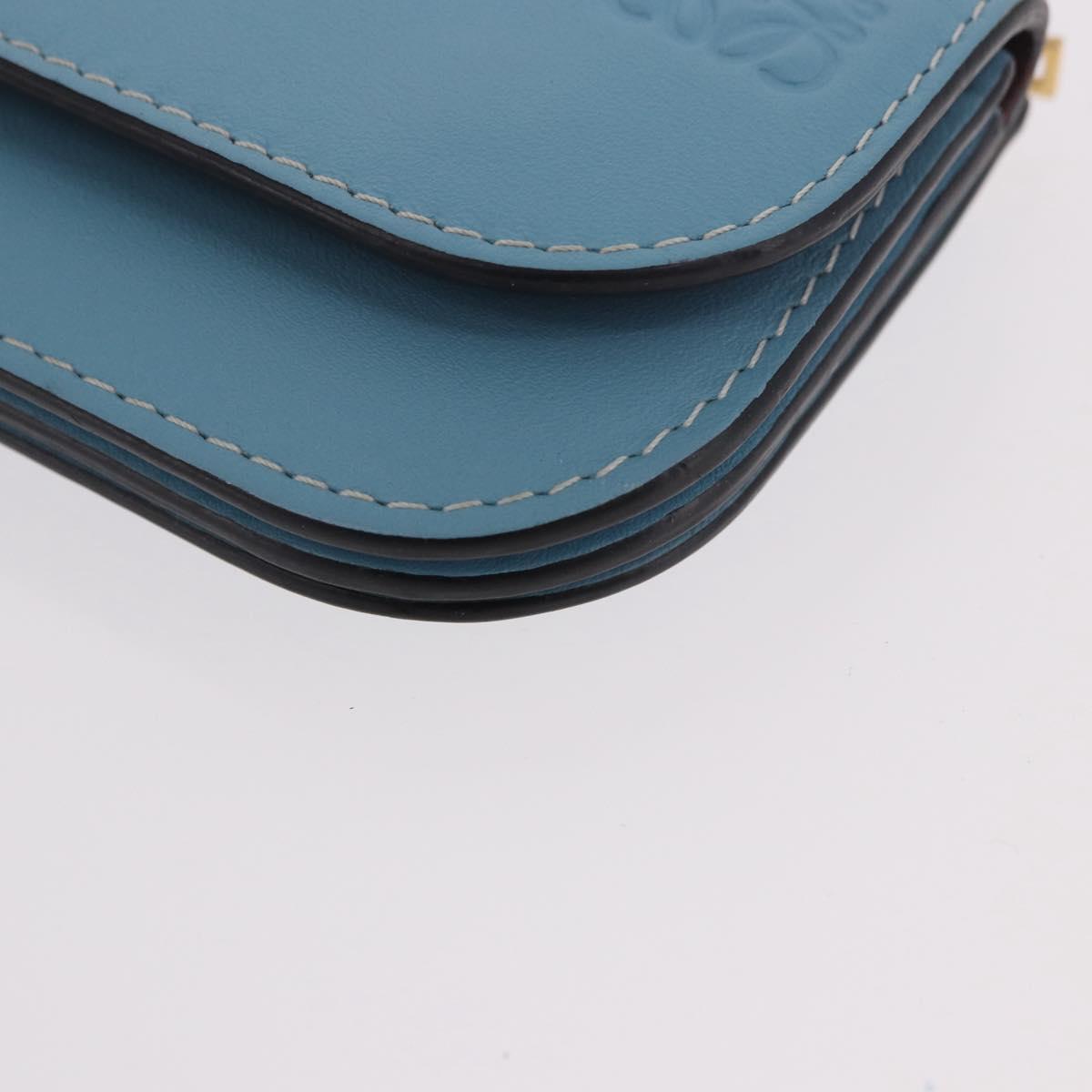 LOEWE Anagram Gate Mini Wallet Leather Blue Gold Auth 182937M