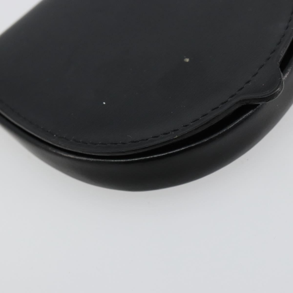CARTIER Coin Purse Leather Black Silver Auth 182938A