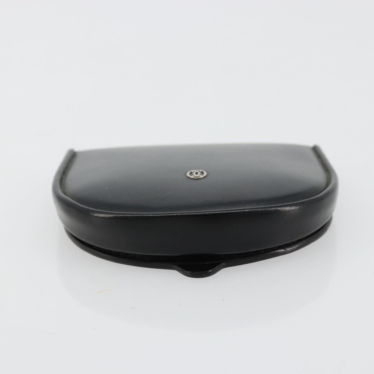 CARTIER Coin Purse Leather Black Silver Auth 182938A