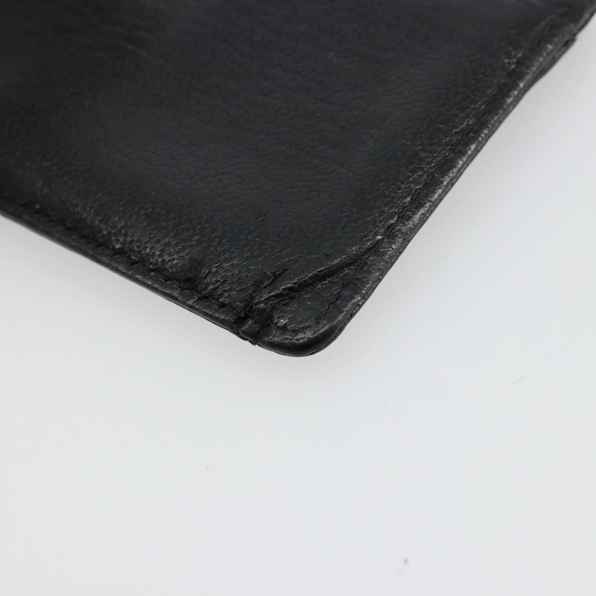 CHANEL Card Case Leather Black CC Auth 182939