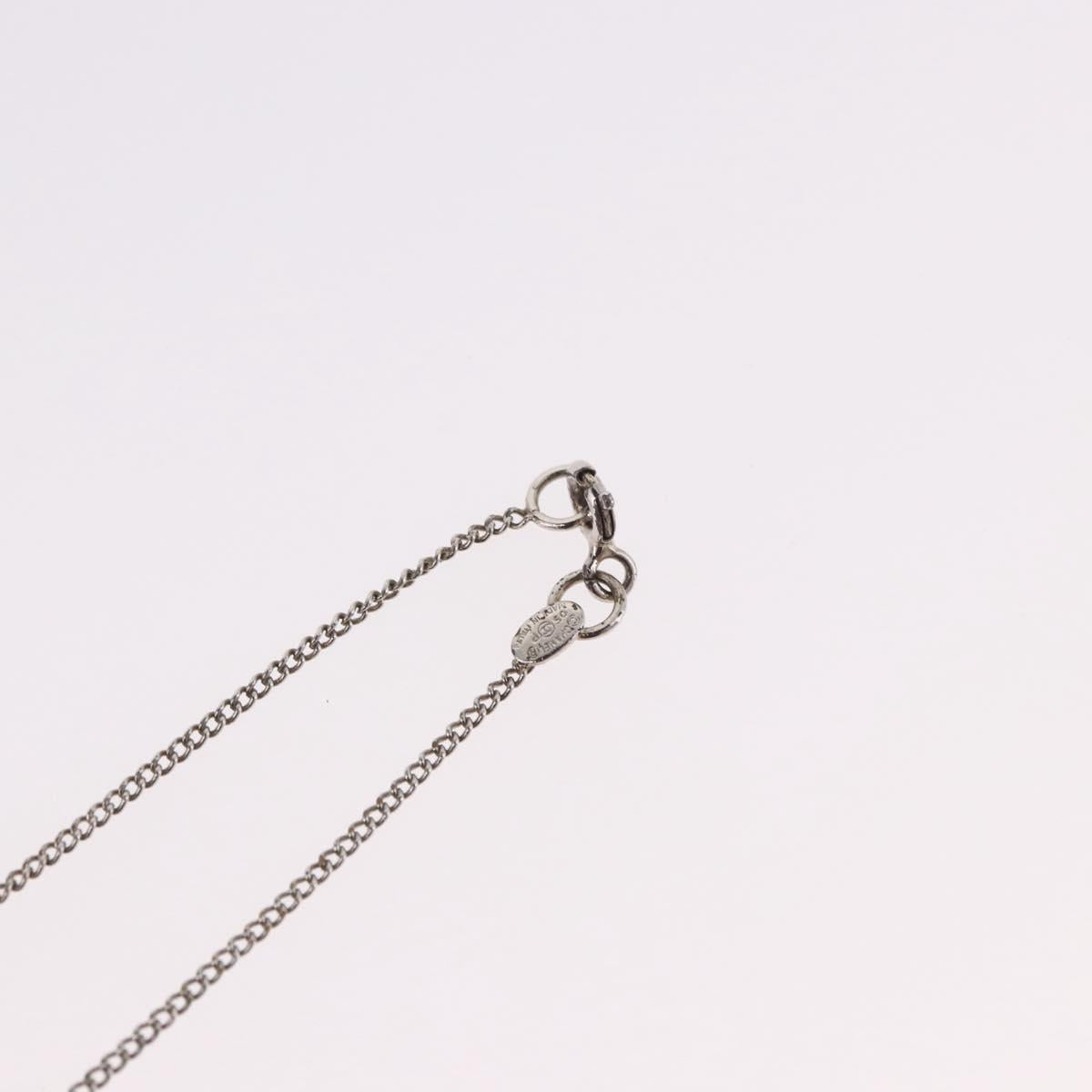 CHANEL COCO Mark Necklace metal Silver tone CC Auth 182942M