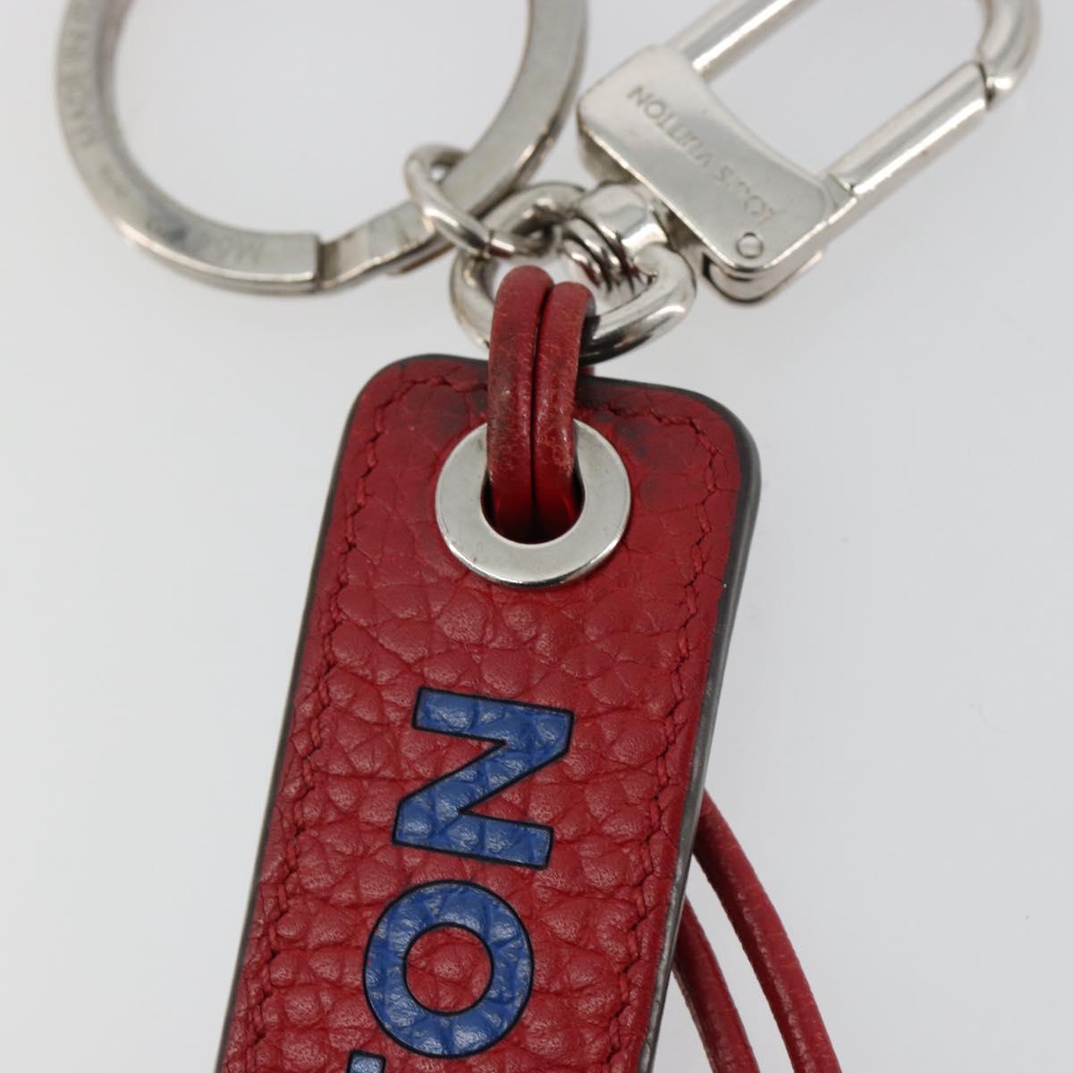 LOUIS VUITTON Porte Cles Tab Key Ring Leather Red Blue M64172 LV Auth 182948M