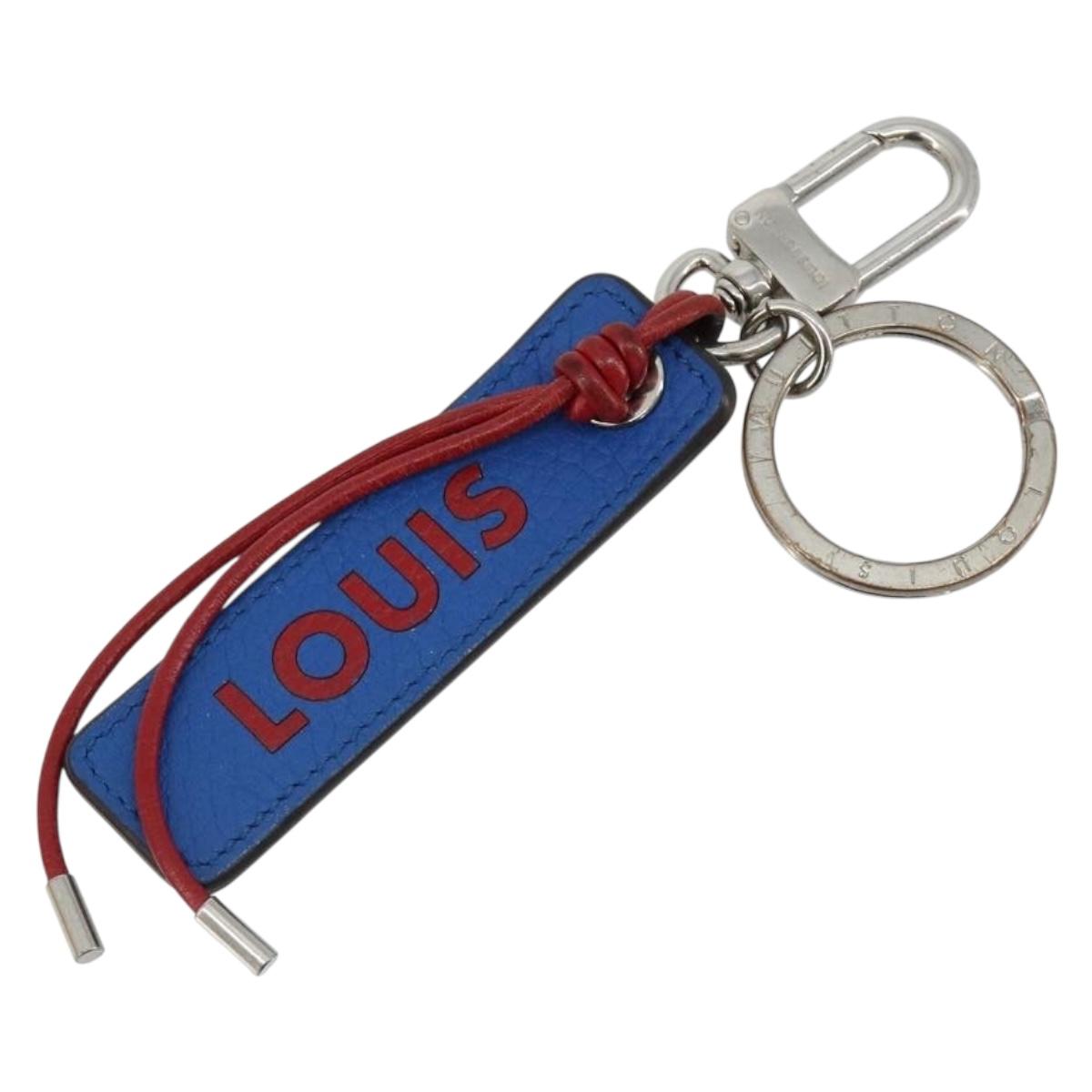 LOUIS VUITTON Porte Cles Tab Key Ring Leather Red Blue M64172 LV Auth 182948M