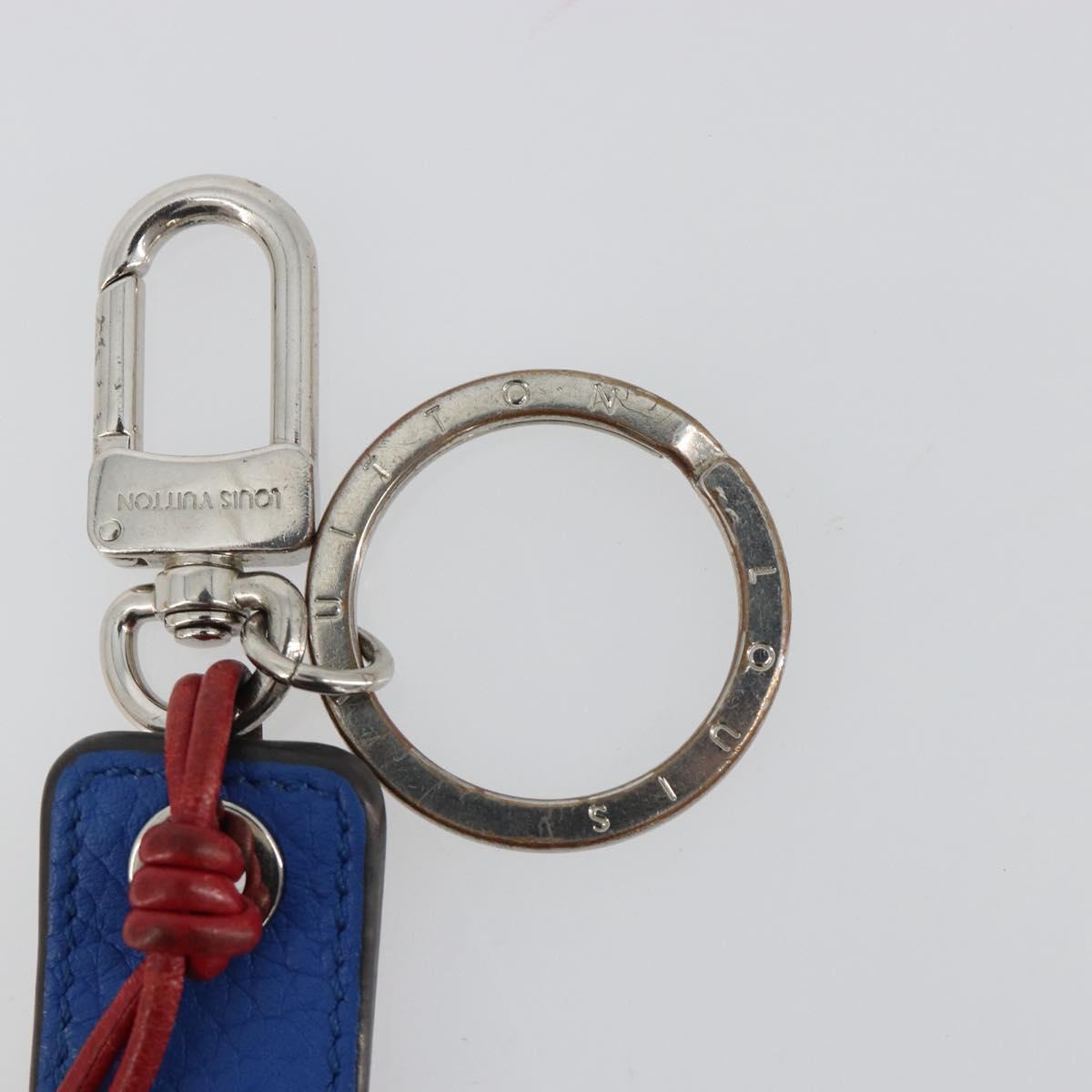 LOUIS VUITTON Porte Cles Tab Key Ring Leather Red Blue M64172 LV Auth 182948M