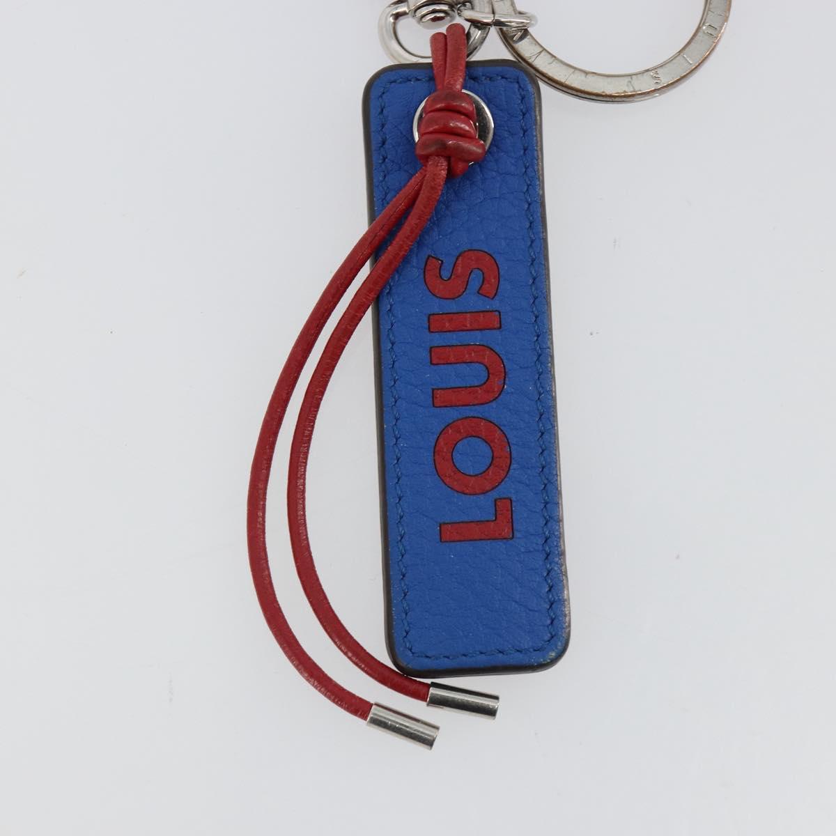 LOUIS VUITTON Porte Cles Tab Key Ring Leather Red Blue M64172 LV Auth 182948M