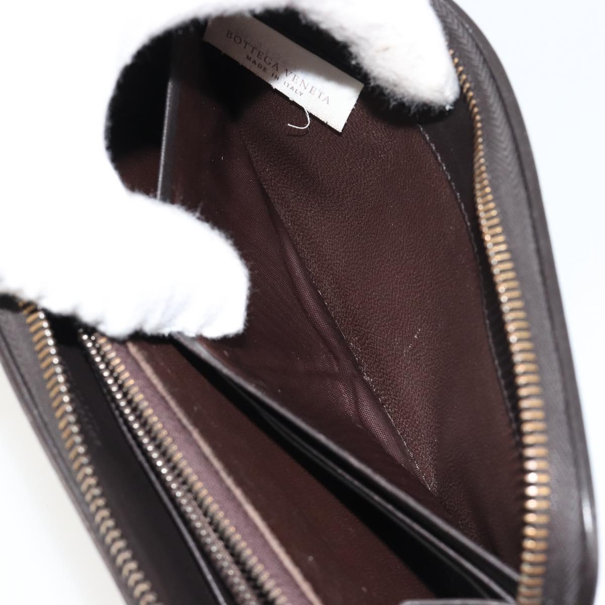BOTTEGA VENETA INTRECCIATO Long Wallet Leather Dark Brown Auth 182950