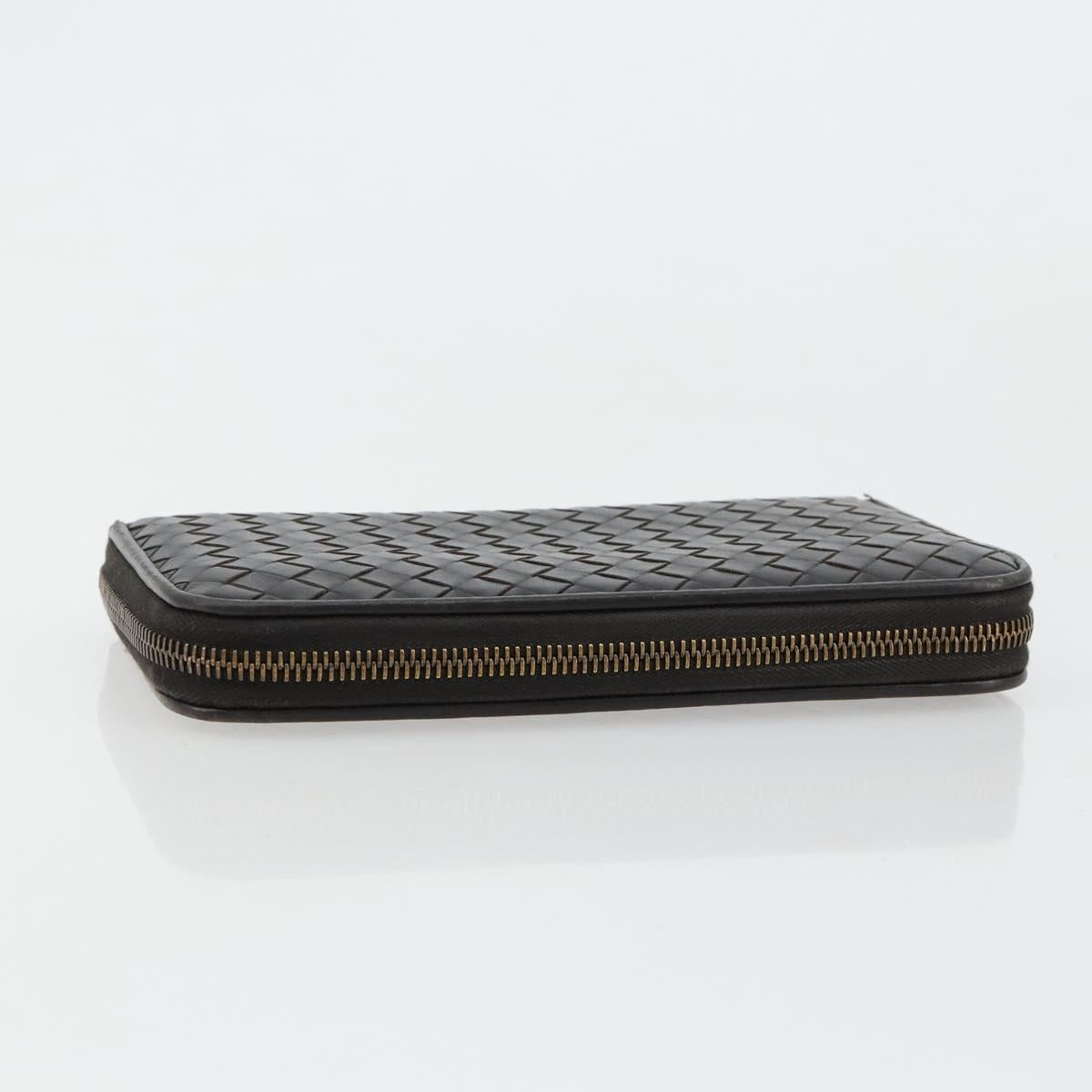 BOTTEGA VENETA INTRECCIATO Long Wallet Leather Dark Brown Auth 182950