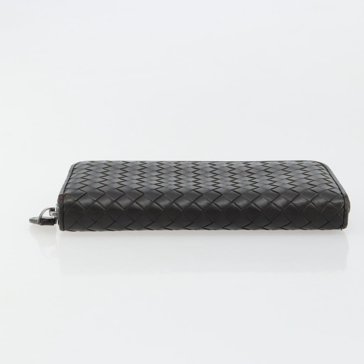 BOTTEGA VENETA INTRECCIATO Long Wallet Leather Dark Brown Auth 182950