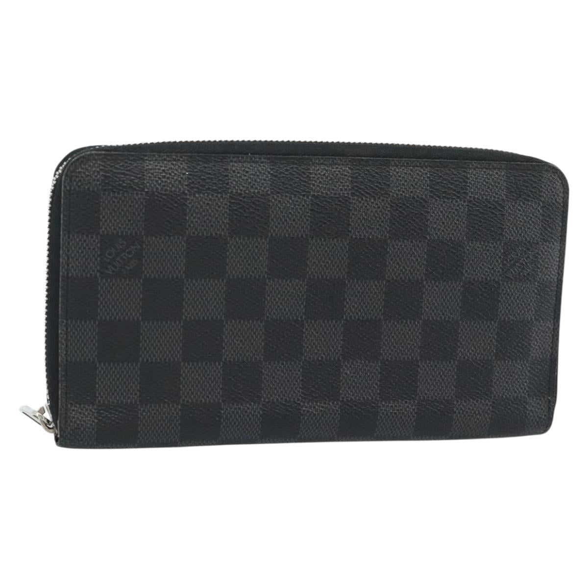 LOUIS VUITTON Damier Graphite Zippy Wallet Vertical Wallet N63095 Auth 182953A