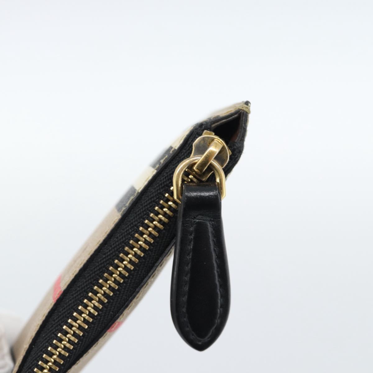 BURBERRY Nova Check Coin Purse PVC Beige Gold Auth 182954A