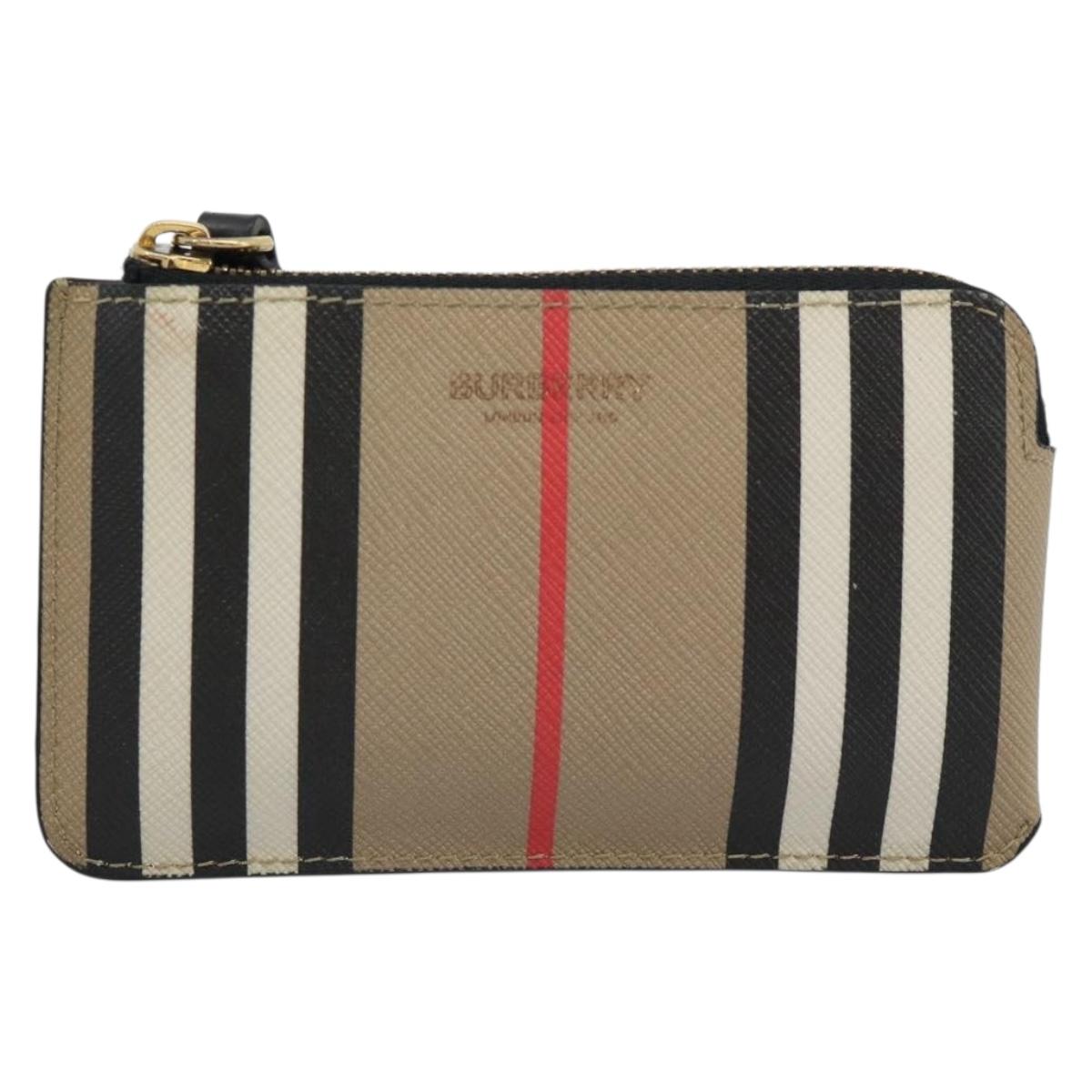BURBERRY Nova Check Coin Purse PVC Beige Gold Auth 182954A