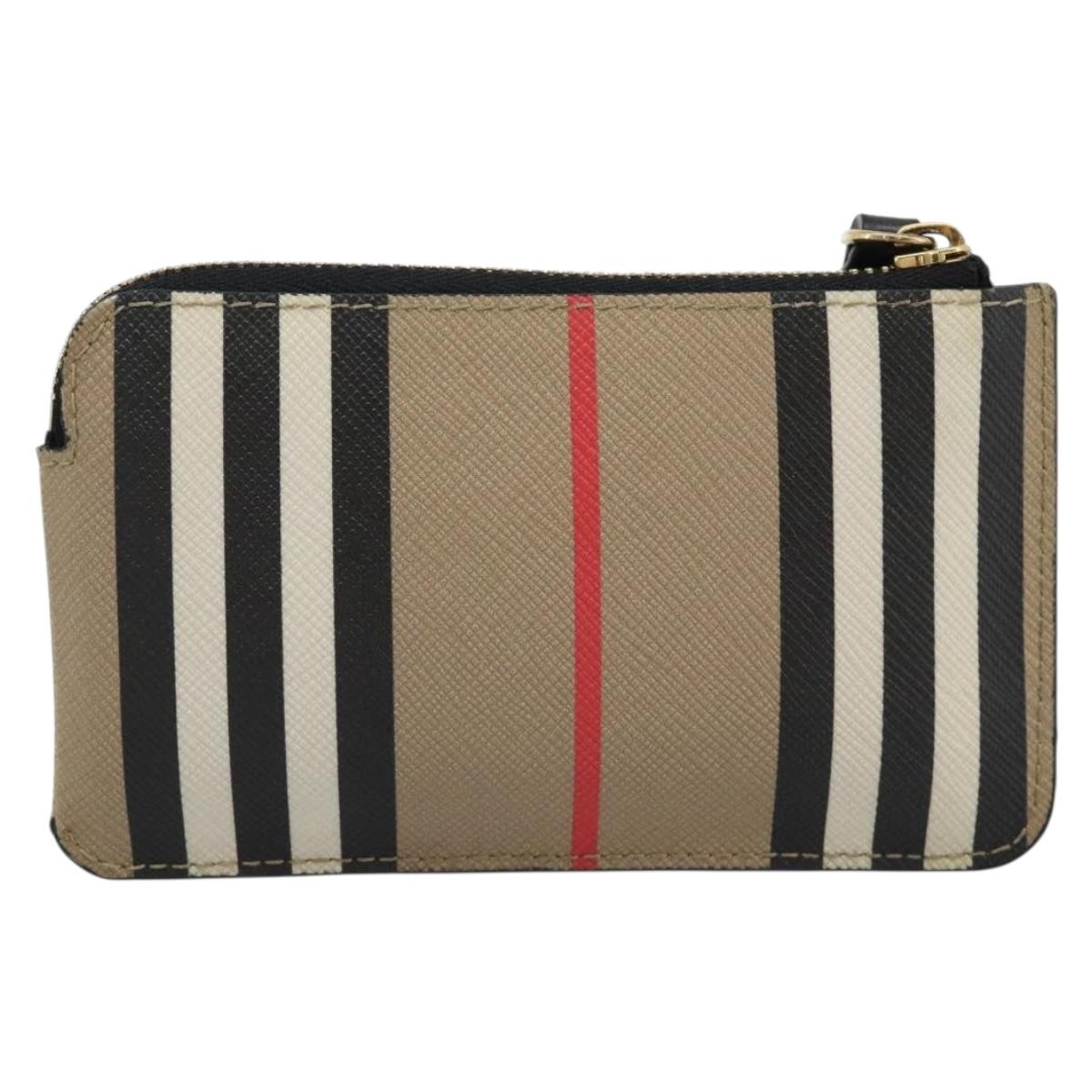 BURBERRY Nova Check Coin Purse PVC Beige Gold Auth 182954A