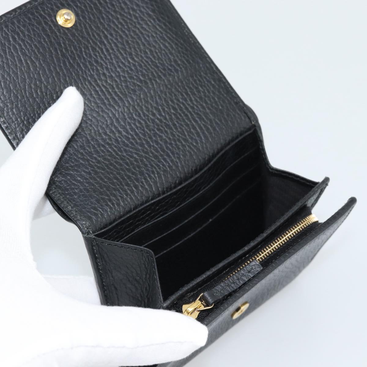 GUCCI GG Marmont Compact Wallet Leather Black Gold 598587 Auth 182955M