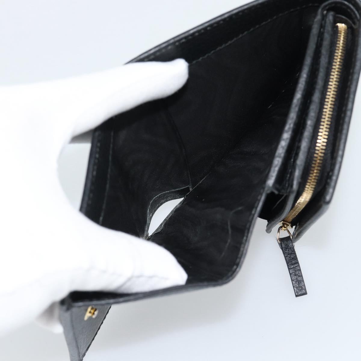 GUCCI GG Marmont Compact Wallet Leather Black Gold 598587 Auth 182955M